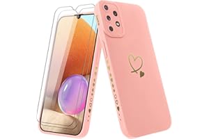 Vauki Hülle für Samsung Galaxy A32 4G mit 2 Stück Schutzfolie Handyhülle Mädchen mit Herz Motiv Muster Weiches Dünne Silikon TPU Stoßfest Kratzfeste Case Kompatibel mit Samsung A32 4G, Rosa
