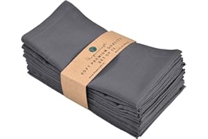 FINGERCRAFT Dinner Cloth Napkins in Cotton Linen Blend Fabric 12 Pack Easter Special, Premium Quality, Mitered Corners for Every Day Use Napkins are Pre Shrunk and Good Absorbency Color (Charcoal)