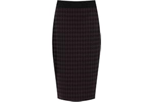 WearAll Plus Size Womens Dogtooth Check Back Slit Pencil Skirt Ladies Stretch Sizes 12-26