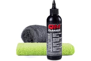 QM Cleaner Kit Puli-Oxi | Lucidante per metalli, smacchiatore di ruggine e detergente per cromature - Include anche lana d'acciaio 000 + panno in microfibra