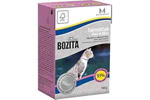 BOZITA Häppchen in Gelee Nassfutter Hair&Skin - 16 x 190 g - nachhaltig produziertes Katzenfutter für erwachsene Katzen - Alleinfuttermittel