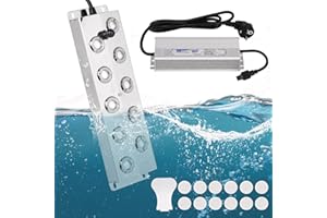 MUALROUS 10 Cabezal Nebulizador Ultrasónico Hacedor de Niebla con Flotador Nebulizador de Estanque 7L/H Halloween Mister Fogger 350W Power Water Proof Humidificador de Niebla Conservación de Vegetales