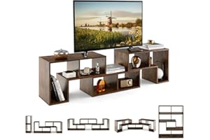 KOMFOTTEU Mobile TV Soggiorno in Legno, Mobile Porta TV Liberamente Combinabile, per TV fino a 65”, Mobiletto TV Multifunzione con 6 Vani Aperti, 134 x 30 x 43 cm (Marrone)