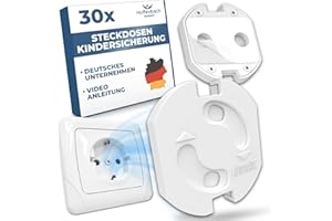 Hoffenbach 30x Steckdosen Kindersicherung – Steckdosensicherung mit Drehmechanik – Schutz für Babys & Kinder – Steckdosenschutz verhindert Unfälle & Stromschläge – Steckdose Kinderschutz – Weiß