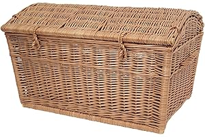 ‎WEECO weeco Skrzynia z wikliny, brązowa, skrzynia 60 cm. kosz wiklinowy, skrzynia wiklinowa, walizka rattanowa kosz na pranie