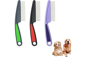 DONLEEVING 3 Pcs Pet Grooming Dematting Comb Stain Remover Pet Combs Flea Comb for Cat Dog Fleas Lice Tear Fine Tooth Grooming Removal Tool