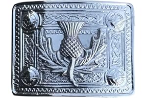 TIDONEAM Men’s Celtic Kilt Belt Buckle Thistle Antique/Chrome Finish/Kilt Belt Buckles (Chrome)