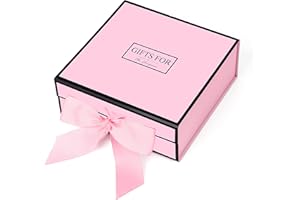 JiaWei Pudełko prezentowe (styl-1) 33 x 31 x 11,5 cm, pudełko prezentowe z magnetyczną pokrywką i kokardką, kartki z życzeniami i bibułką - różowe