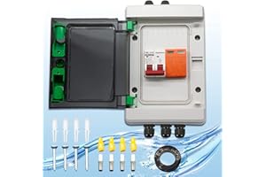 AIFIZO Überspannungsschutz PV Leitungsschutzschalter, Blitzschutz DC Trennschalter PV Anlage 500VDC 2 polig 40A 20-40KA für Photovoltaik IP65 Wasserdichtes