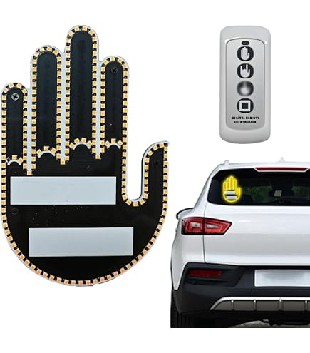 Luce LED per finestrino posteriore con telecomando, divertente emoticon da dito, per auto, segnaletica stradale, accessori fai da te (divertente luce emoji