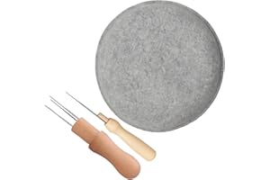 DqiUnaX Filzset, Filzunterlage zum Filzen mit Filznadeln, 3-teiliges Starterset für Trockenfilzen, inklusive runde Filzmatte 24 x 24 x 3,5 cm, ideal für Anfänger und DIY-Projekte