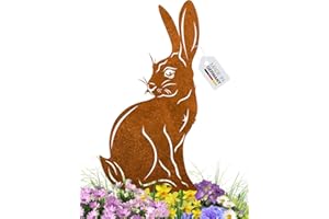 ‎TERMA Terma Stahldesign Rost Gartenstecker Osterhase Handmade Germany Osterdeko für draußen und drinnen Gartendeko Frühling Rost Metall, Deko Ostern Hase