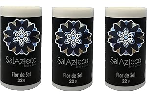 SALAZTECA SALUD Y SABOR Sal Azteca/Flor de Sal de Manantial - Menos Sodio, 100% Pura y Natural, sin Refinar. Rica en Magnesio y más Minerales. Gourmet por Excelencia (3 Saleritos de Bolsillo 22g cada uno)