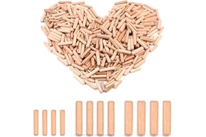 WOOWAIR 500 Piezas Tacos de Madera Cónicos, M6 M8 M10 Ranurada Espigas de Madera Clavijas de Madera Espigas Corrugadas de Madera de Haya Tubillones de Madera para Carpinteros DIY Muebles Manualidades
