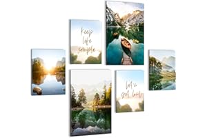 Novart Tableaux - PRÊT À ÊTRE ACCROCHÉ - Tableau decoration murale - Lac Montagnes Paysage Salon Chambre Couloir - N030967a