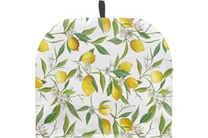 HUGS IDEA Housse anti-poussière pour théière de cuisine, motif feuilles de citron, isolée et garde au chaud, tissu durable pour théières