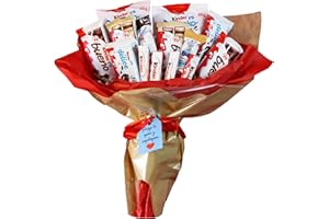 ONZA DULCE Y SALADO SWEET & SALTED Onza Cadeau original de chocolat Kinder Bueno. Bouquet bonbon sucré rempli d'un assortiment de chocolats Kinder. Idéal pour une personne spéciale. Pack Kinder, Chocobons, Happy Hippo, Delice.