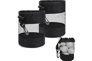 ZKFSIE Golf Ball Bags – 2 Pack Mesh Ball Pouch with Drawstring, Lightweight & Durable Golf Ball Sack for Practice, Training, and Storage (Black)