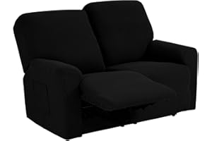 TIANSHU Funda reclinable de 2 Plaza, Fundas reclinables elásticas, Protector Funda Sillón Relax, Funda Cubre Sofá, Fundas de sofá Lavables y elásticas para Muebles (Negro)