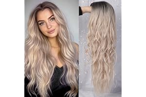 JUZIVIEE Perücke Blond für Damen Lang locken gewellte Kunsthaarperücke für Frauen Mädchen Mittelteil Mode Super Natürlich Wig VD066