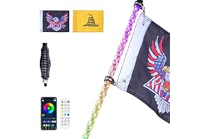 VEVOR Fouet Lumineux LED de 91 cm avec Base à Ressort, Télécommande APP et RF, Étanche à 360° en Spirale RVB avec 2 Drapeaux, Éclairage pour UTV, VTT, Motos, RZR, Camions, Tout-terrain, 1 Pièce