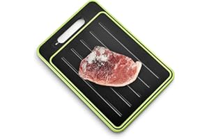 CYRANK Miracle Melt 2 in 1 Defrosting Tray/Cutting Board, Dual Sided Grinding Chopping Board with Knife Sharpener for Frozen Meat