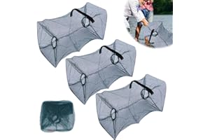 ZOYDP 3 Pezzi Nassa da Pesca, 50 x 20cm Rete da Pesca, Portatile Pieghevole Retino da Pesca, Nasse da Pesca Per Gamberi, Granchi, Esche