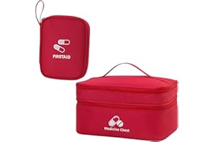 Ziyonix 2 Pièces Trousse de Secours Vide, Étanche Sac de Médecine Portable, Trousse de Médecine Sac d'urgence de Grande Capacité, Sac de Rangement de Médicaments pour Maison Voyages (Rouge)