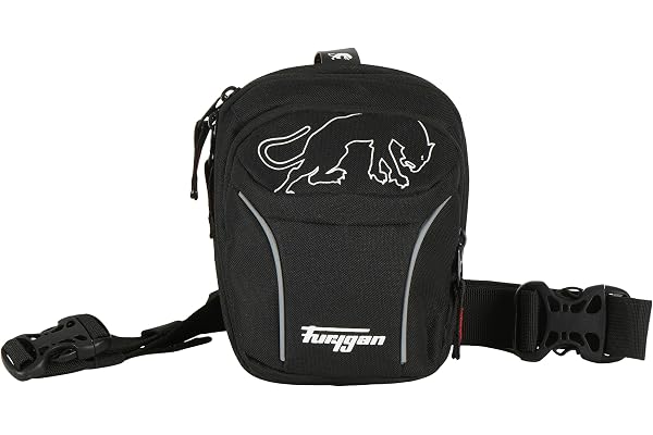 Furygan Colt Evo 2 - Sacoche de Jambe Moto – 1,5L Étanche avec Bretelles Ajustables et Inserts Réfléchissants – Sacoche Cuisse Pratique pour Motard, Noir