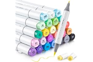 Ohuhu Pennarelli a pennello, pennarelli a doppia punta e punta fine, per illustrazioni da colorare per adulti, inchiostro a base di alcool, con 1 frullatore Honolulu serie B