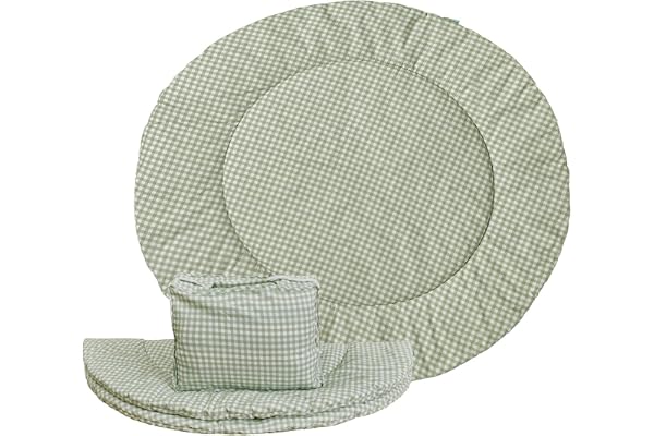 molis&co. Tapis de jeu rond pour bébé. Tapis de sol portable pliable extra large de 100 x 100 cm pour les tout-petits et les bébés. Très rembourré. Mint Tea. OEKO-TEX 100.