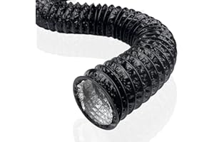 LUMITERRA Tubo Flessibile 100 mm, Lunghezza 6m Ventilazione in PVC in Foglio di Alluminio, Condizionatore, Tubo Scarico Condotti per Condotto Aria Cappa Aspirante, Stufa Pellet, Cucina, Nero