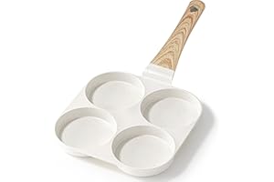 GiPP Padella per frittate antiaderente, padella per colazione a 3/4 fori, frittata giapponese Tamago-yaki, frittata antiaderente in granito, senza PFOS/PFOA (Bianco, 4 fori)