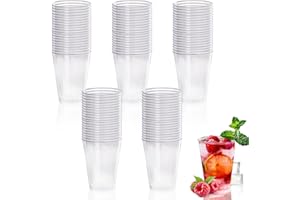 Gucass 100 Vasos de Plástico Duro Reutilizables, 0,2 L/200 ml, para Fiestas, Cócteles, Champán, Cerveza, Bebidas, Cumpleaños, Bodas