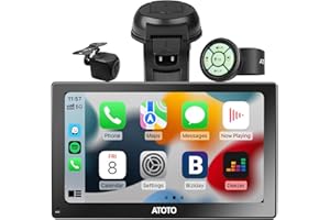 [9 Zoll] ATOTO P5 Tragbares Autoradio CarPlay Display Auto-Navigation, Wireless Carplay und Android Auto, QLED Blendfreies Touchscreen, Bluetooth, 1080P Rückfahrkamera, MirrorLink, P509SD-S21