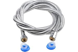 RURURUG Shower Hose 4M / 5M Extra Long Stainless Steel Shower Head Hoses, with Solid Brass Connector, Universal, Anti-Burst, Chrome Finish.(400CM)