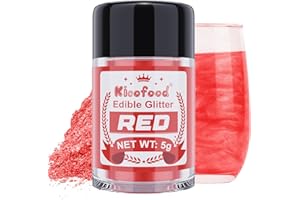 Edible Glitter for Drinks - Kicofood 5g Edible Lustre Dust Food Grade, Edible Glitter for Cakes Fondant Cream Muffins Chocolates Cocktail (Red)