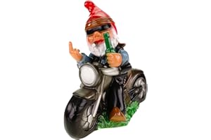 ‎RAKSO Rakso Oskar Schneider GmbH & Co. KG Gartenzwerg Rocker auf Motorrad bruchfestem PVC Zwerg - Made in Germany Figur,Mehrfarbig