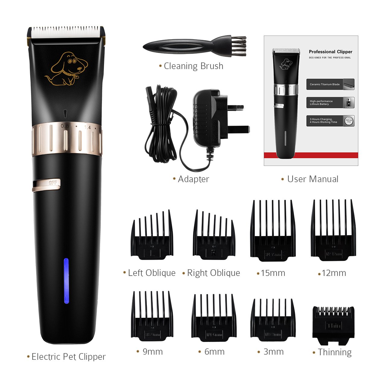 Dog Grooming Clippers, OMORC Cordless Quiet Pet Hair Clippers Trimmer
