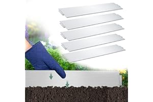 Vigevee Rasenkante verzinkt Metall, 5m 10m 15m 20m 25m 30m 35m 40m 45m 50m 100x15cm oder 100x18cm Beeteinfassung Mähkante Palisade Gartenbeet, Silber (Länge 5m - Höhe 18cm)