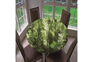 CHICKWIN-SHOP Chickw1 Ronde Nappe de Table Élastique Ajustable, Imperméable, Couverture de Table Kitchen Extensible Protection Tables pour Restaurants, Pique-niques, Barbecues (Forêt Dense,200cm)