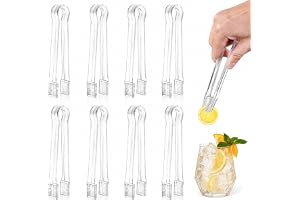 Giyehehi 8 stycken plastserveringstång, 16 cm lång, transparent engångstång, litet köksredskap för fester, catering, bufféer
