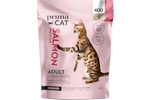 PrimaCat - Complete Dry Salmon Flavoured Cat Food, Indoor Adult Cat Food, 400g- Amazon Exclusive