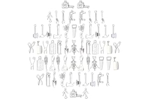 SUNNYCLUE 1 Caja 60Pcs 20 Estilos Herramientas para el Hogar Encantos Colgantes de Aleación Estilo Tibetano Martillo de Tijera Hacha Abrebotellas Cajón de Uñas con Orificio para Hacer Joyas Accesorio