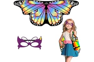 ZSRVAJ Butterfly Fairy Wings Costume - Halloween Party Dress-Up Cloak for Girls 3-8