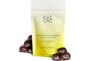 Kaicao Barrette Energetiche di Banane Disidratate Ricoperte di Cioccolato Fondente 100% Puro - Senza Zuccheri Aggiunti, Senza Glutine, Senza Lattosio, Vegano - Snack Salutare di Cacao