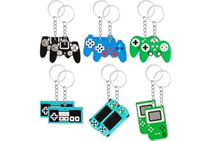 AUXSOUL Portachiavi Joystick,12 Pezzi Videogiochi Gaming Keyring, Controller di Gioco Maniglia Keyring, 6 Colori, Per Feste di Gioco, Feste di Compleanno, Come Compleanno, Festa dei Bambini