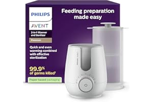 Philips Avent Premium 2-in-1 Scaldabiberon e sterilizzatore - con tecnologia di riscaldamento a bagnomaria di livello ospedaliero, sensore intelligente della temperatura, SCF359/00