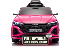 TOYSCAR Auto Macchina Elettrica per Bambini 12V Audi SQ8 e-Tron Sedile Pelle con TAPPETINI Telecomando Cintura di Sicurezza Porte Apribili (Rosa)