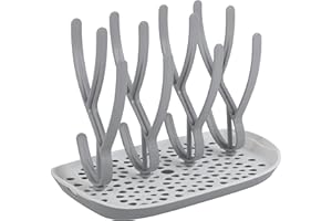 ToeZee Baby Bottle Drying Rack Space Saving Countertop Baby Bottle Holder, Drying Rack for Baby Bottles Accessories - Stores Up to 12 Bottles, Dishwasher Safe (Gray)